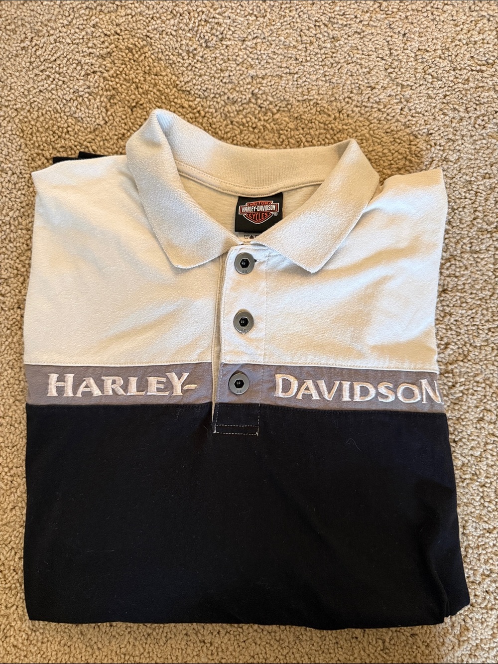Harley-Davidson Black and Beige Chest-Logo Polo